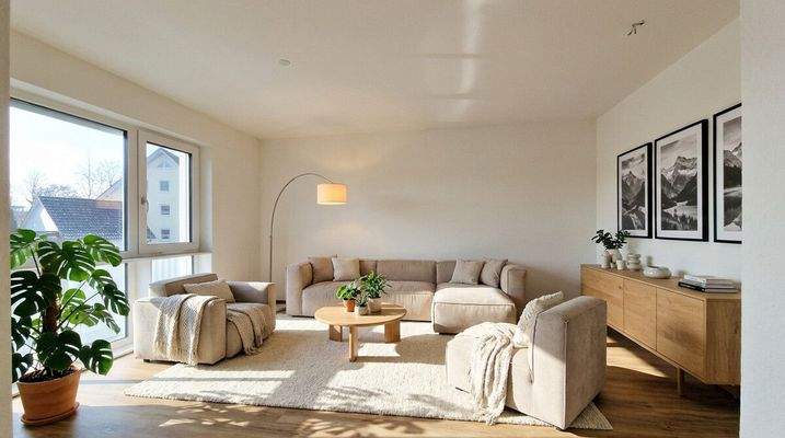 Wohnzimmer eingerichtet (Visualisierung)