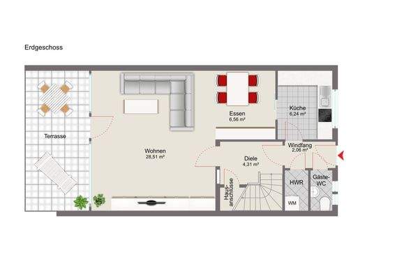 Erdgeschoss mit Mustermöblierung