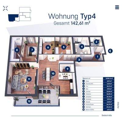 Wohnung Typ4, 1.-3.OG, WE 08, 13, 18