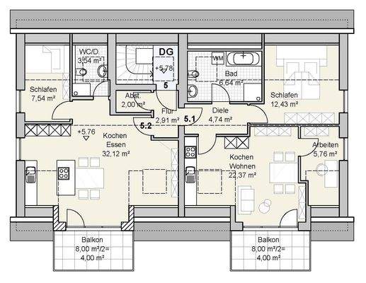 Grundriss DG Erlingen Alternative