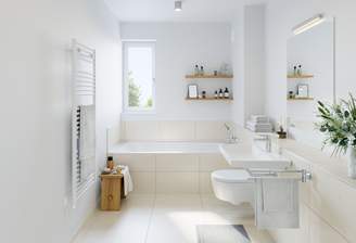 Zeitloses Wohlfühlbad mit Tageslicht