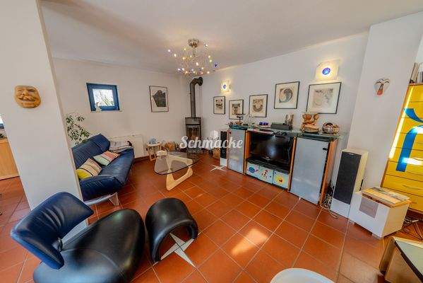 Wohnzimmer mit Kaminofen