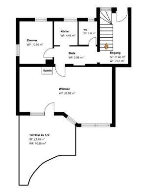 Grundriss Skizze Haus 1 EG
