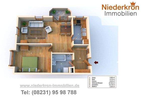 Grundriss 2-Zimmer Wohnung