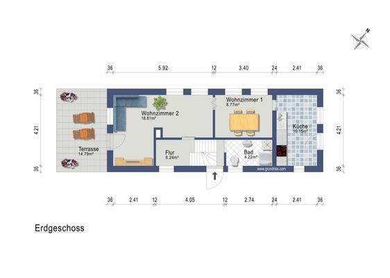 Hinterhaus Erdgeschoss (Darstellung und Maßangaben sind ohne Gewähr)