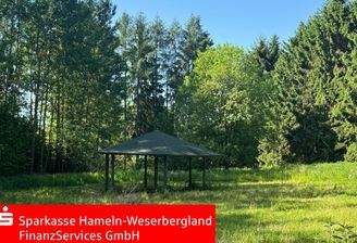 Blick zum Pferdeunterstand