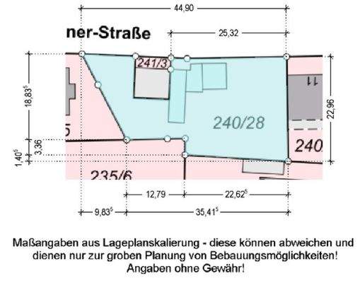 Lageplan mit Grobmaße