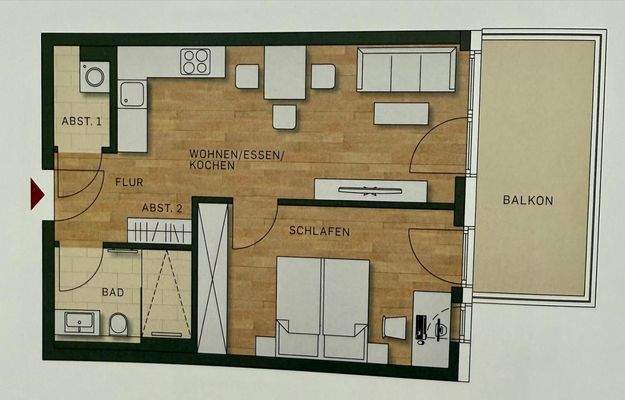 Grundriss Wohnung mit Balkon