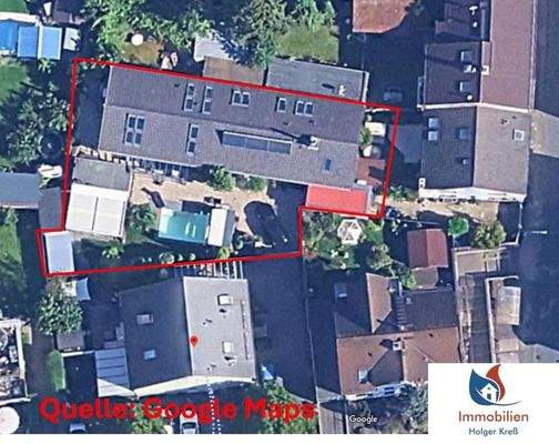 Luftbild Objekt rot markiert - Quelle Google Maps