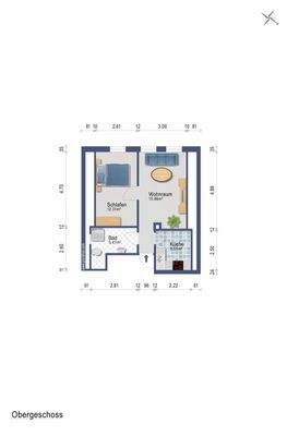 Wohnung 1 im Obergeschoss hinten (Darstellung und Maßangaben sind ohne Gewähr)