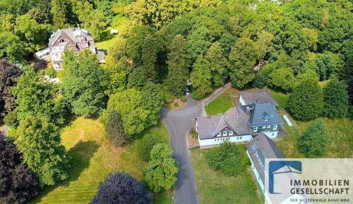 Luftbild Villa und Eulenhaus