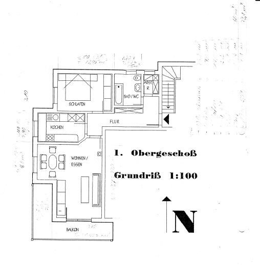 Zwei-Zimmer-ETW mit Balkon und Schwedenofen in Spitalhof