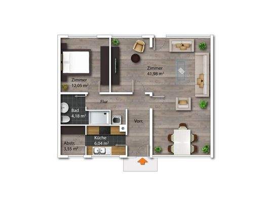 Plan mit Möblierungsvorschlag