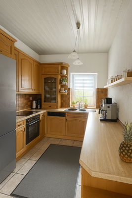 Küche mit Zugang zur Terrasse 