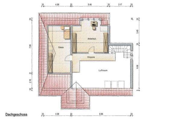 Grundriss Dachgeschoss (nicht maßstäblich)