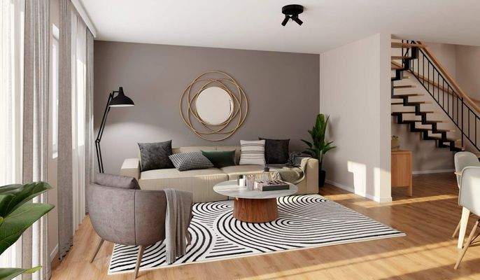 Lichtdurchfluteter Wohnbereich dank bodentiefer Fe