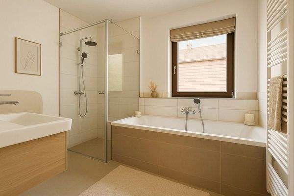 Bad 1.OG, Einrichtungsvorschlag, KI-generiert