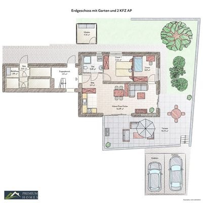 BREITENBACH am Inn - Dorfzentrum - 3 Zimmer Gartenwohnung - Grundrissplan