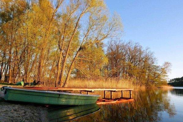 Hauptsteg und Ruderboot