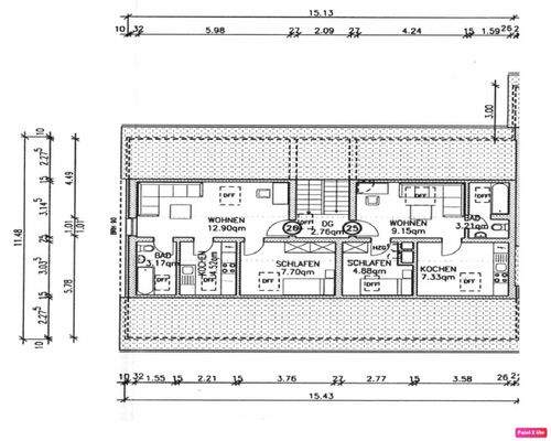 Detaillierter Grundriss Dachgeschoss