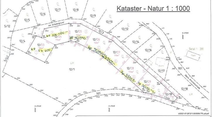 Lageplan mit Kaufpreisen
