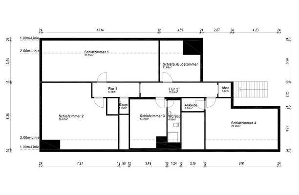 S&P | Grundriss Obergeschoss Hauptwohnung