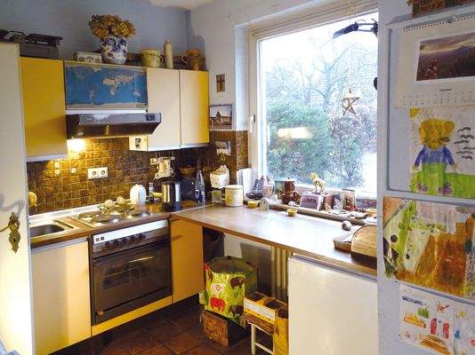 Einbauküche und Vorgartenblick