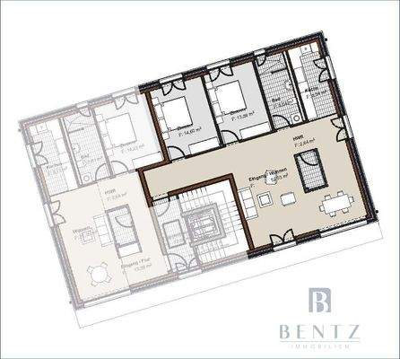 Flächenübersicht Wohnung G-2-2 Brückenquartier 16