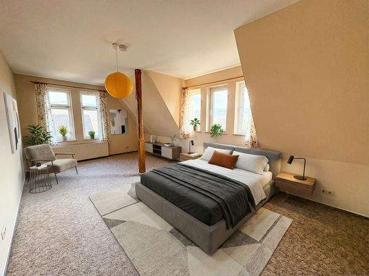 Einrichtungsbeispiel Schlafzimmer DG