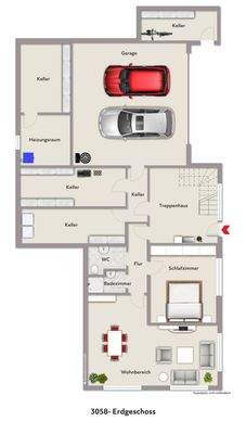 Grundriss EG visualisiert 3058
