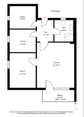 Grundriss der Etagenwohnung