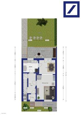 Grundriss mit teilweise Garten und Vorgarten
