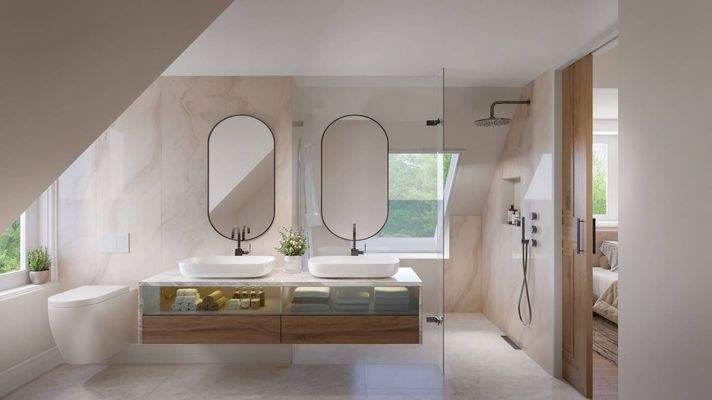 Badezimmer im Dachgeschoss Visualisierung