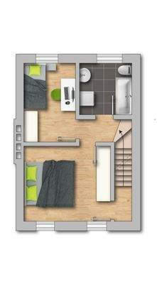 Grundriss OG mit Treppe zum Dachgeschoss