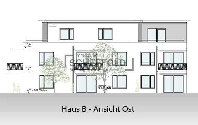 Ansicht Ost am Beispiel Haus B Baugenehmigung