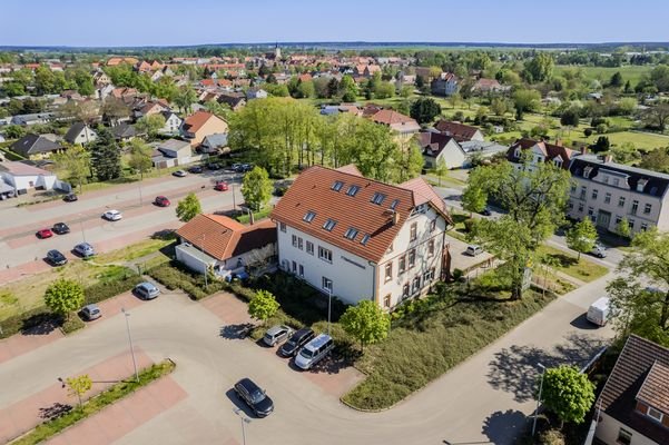 Luftbild der Liegenschaft mit Blick auf den Stadtk