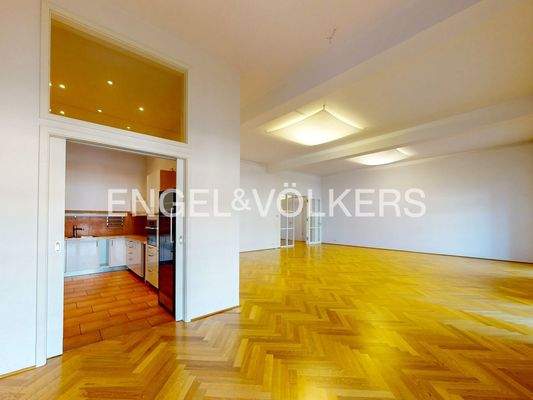 Wohnzimmer mit Küche