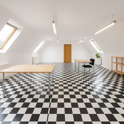 Helles, modernes Dachzimmer mit Möbeln.png