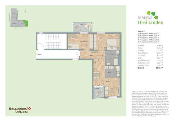 Einzelgrundriss WE 21, 28, 35, 42, 49