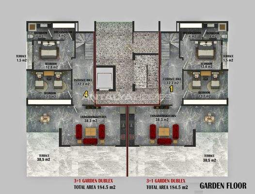 Stylish Flats 400 m from the Coast in Alanya, Antalya