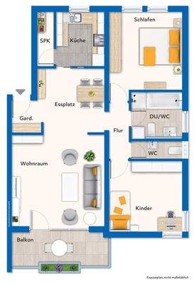 Grundriss Wohnung 4 im 1. Obergeschoss