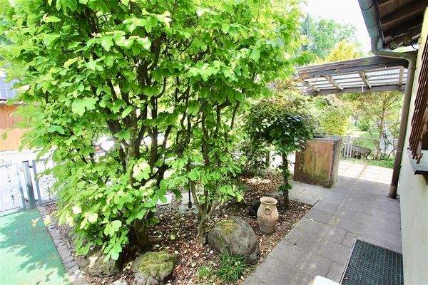 Blick zur Garageneinfahrt