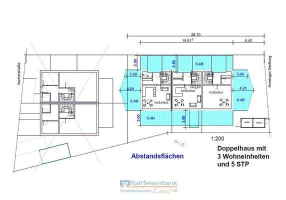 Freiu- uind Abstandsfläche Reihenhaus