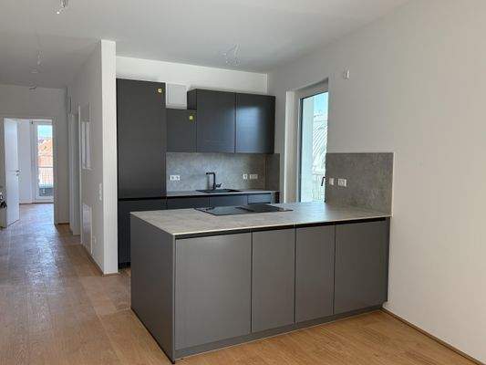 Blick auf Einbauküche