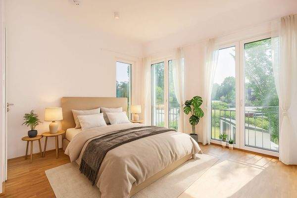 Visualisierung Schlafzimmer mit Wasserblick