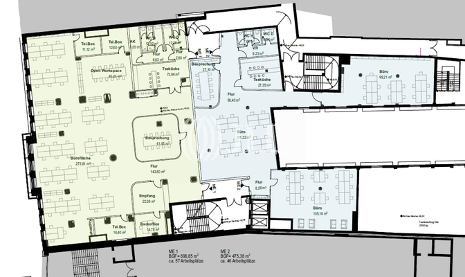 Grundriss 2. OG 1204 m²  Darst