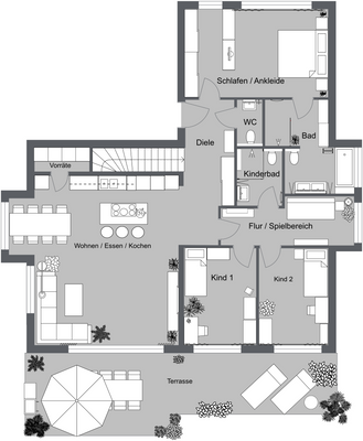 Grundriss EG in 2D