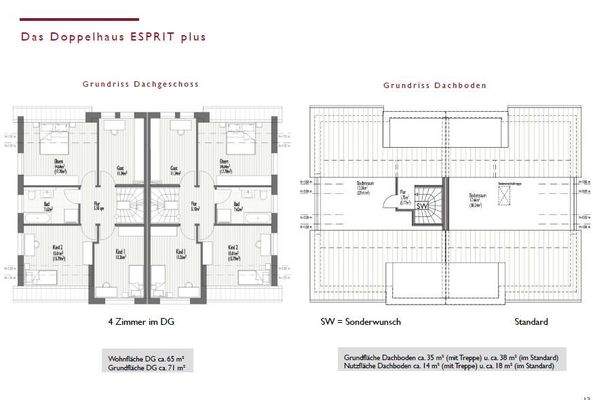 Grundrisse Dachgeschoss und Dachboden (ESPRIT plus