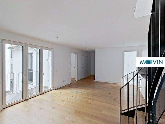 Ansicht II: Wohn- und Esszimmer mit offenem Küchenbereich