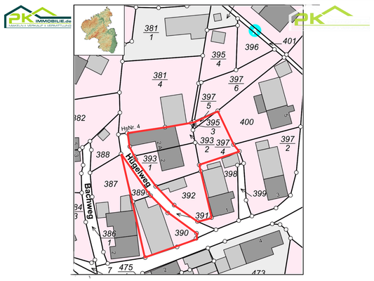 Lageplan mit Grundstücksgrenzen